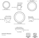 Dinnerware Set, Butterfly Meadow 28-Piece Set, Service For 4, Porcelain Plates With Scalloped Edges