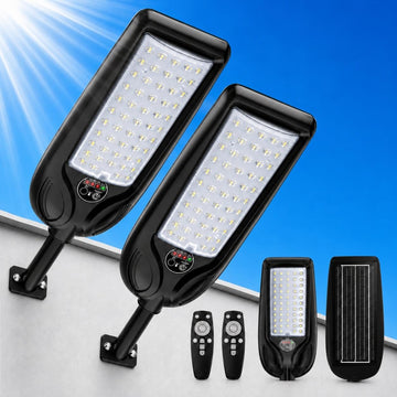 Solar Street Lights Outdoor Waterproof, Dusk to Dawn Solar Lights with Motion Sensor and Remote Control Solar