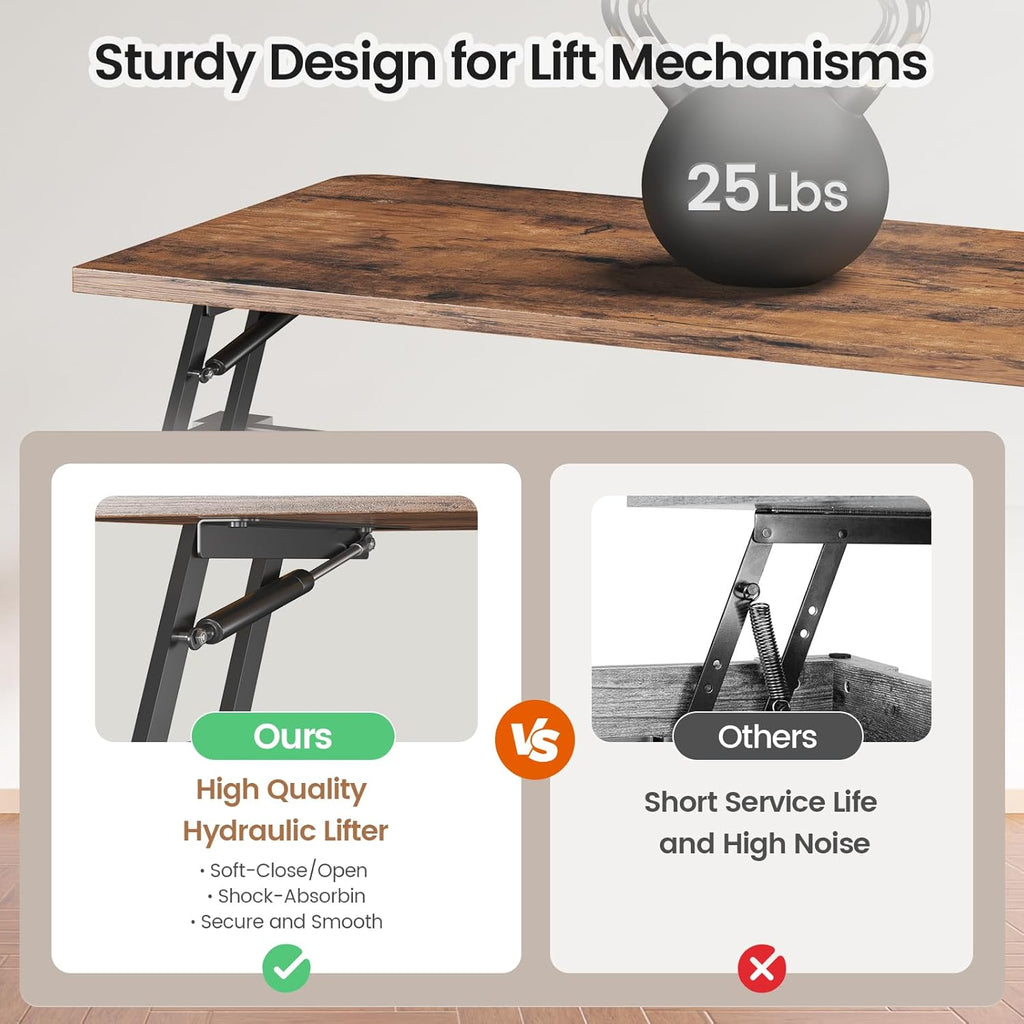 31.5" Lift Top Coffee Table with Storage, Square Coffee Tables