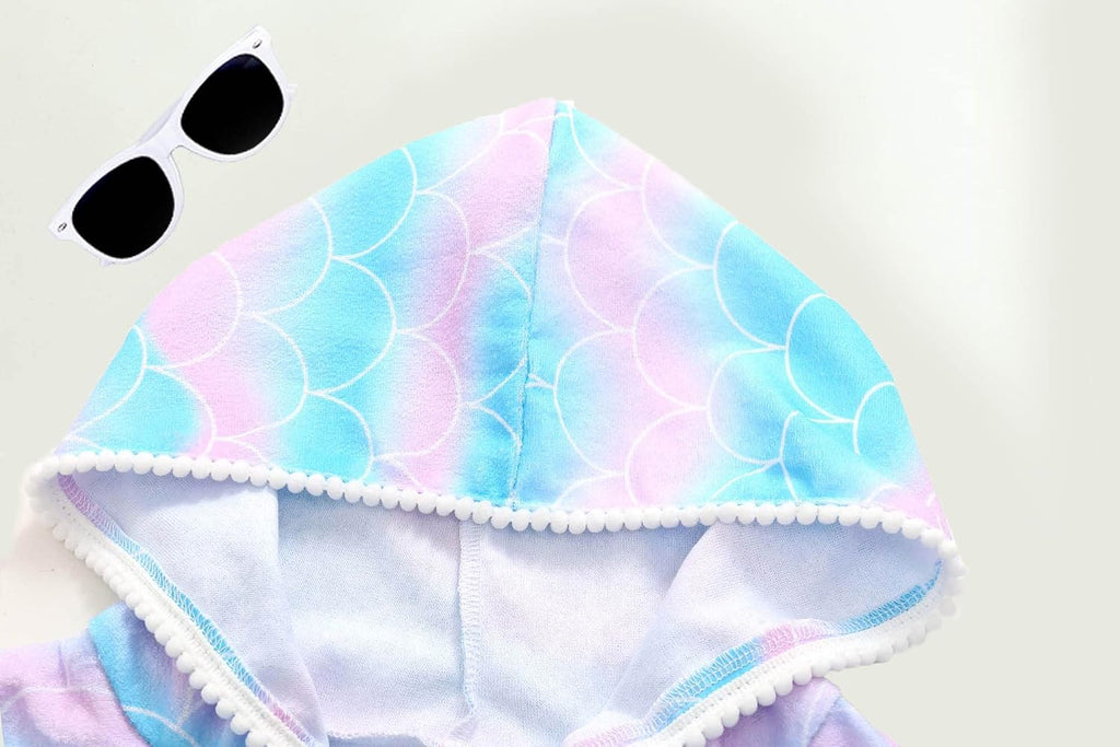 Girls Swim Cover Up Kids Swimsuit Coverup Terry Zip-Up Beach Bathing Suit Wraps with Sunglasses