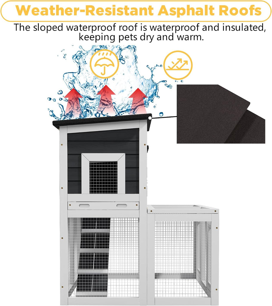 Outdoor Cat Condo Wooden Cat Enclosure, Feral & Stray Cat