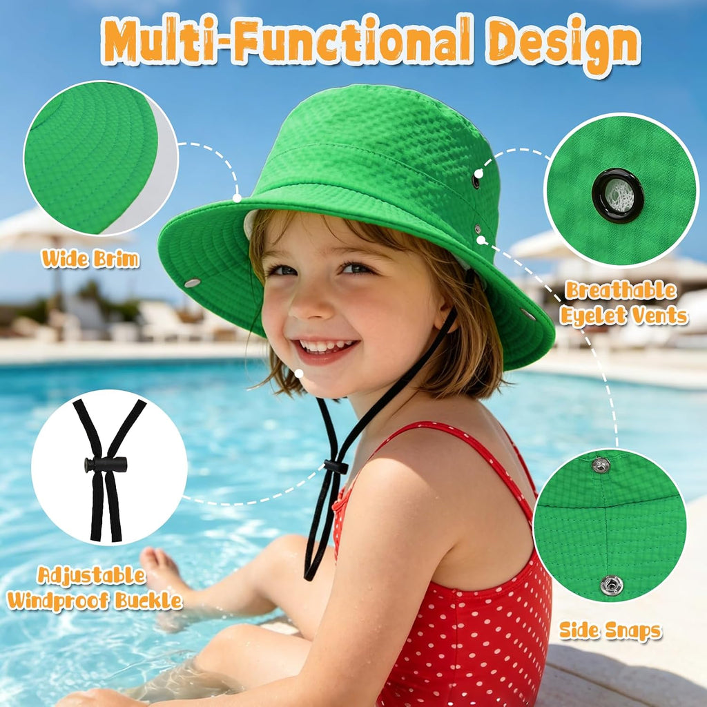 Outdoor Kids Sun Hat UPF 50+ Sun Protection Foldable Bucket Hat Breathable Summer Beach Fishing Safari Hat for Boys