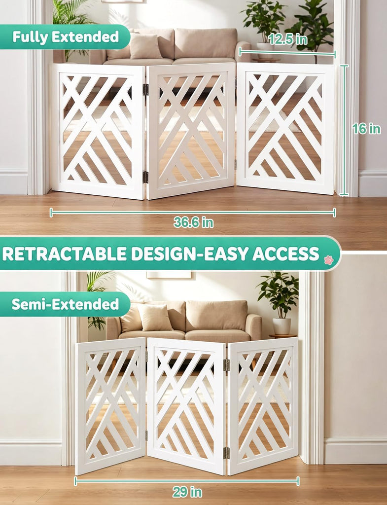 16" Short Dog Gate, Puppy Gate Indoor, Freestanding Small Dog Gate, 3 Panel