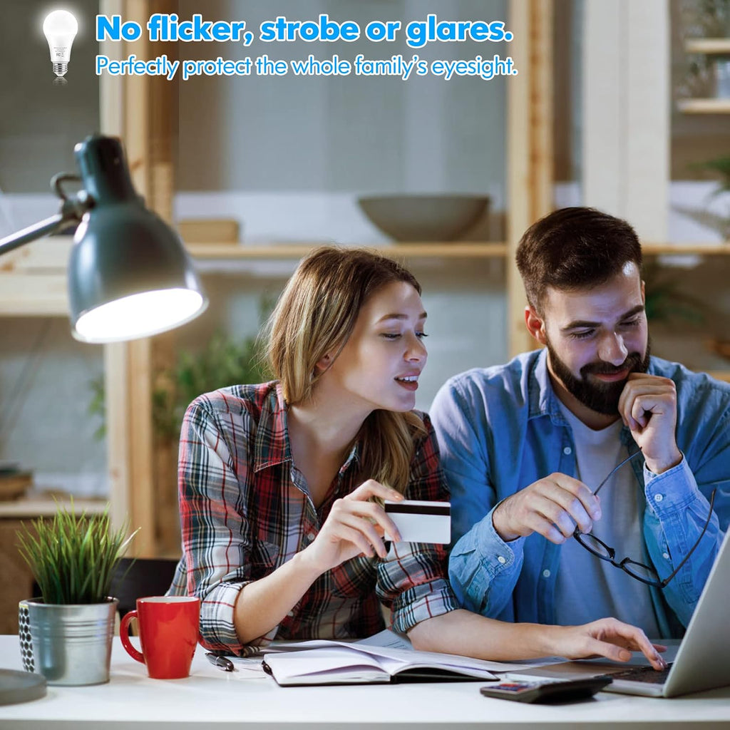 LED Light Bulbs, 100 Watt Equivalent A19, 13W 5000K Daylight White 1500 Lumens Non-Dimmable Bright E26 Edison Medium