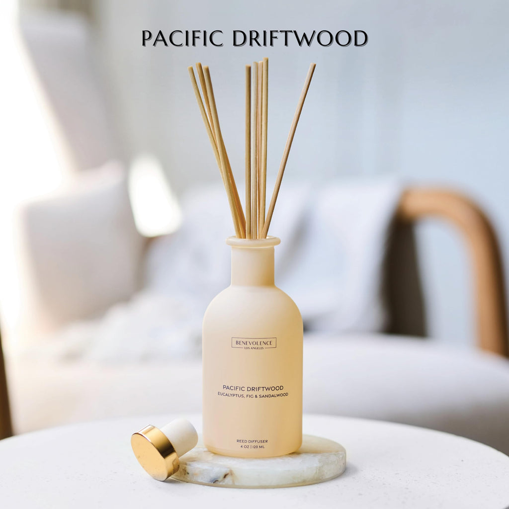 Reed Diffuser | Eucalyptus, Fig & Sandalwood | Elegant Home & Bathroom Decor | Fragrance Diffuser with Sticks
