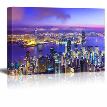 Canvas Prints Wall - Hong Kong Skyline at Dawn - 16" x 24"