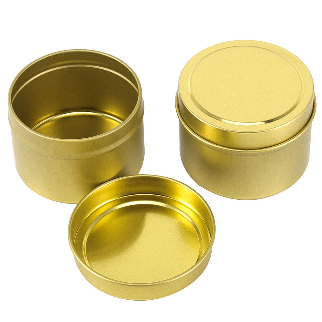 48 Pack 4oz Gold Metal Candle Jars with Lids
