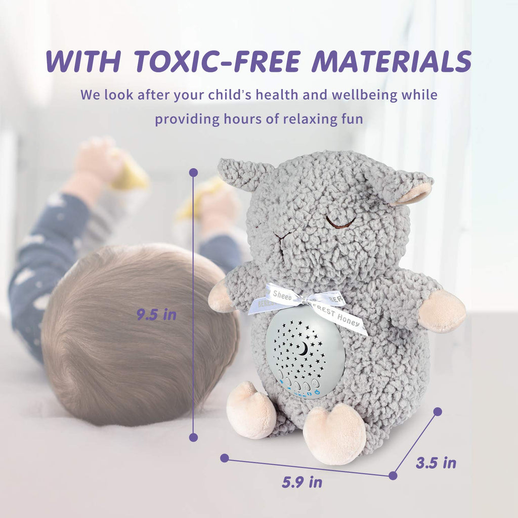 Baby Sleep Soother with Projector Night Light & Auto-Off Timer, Musical Sheep Plush Toy with White Noise, Heartbeat