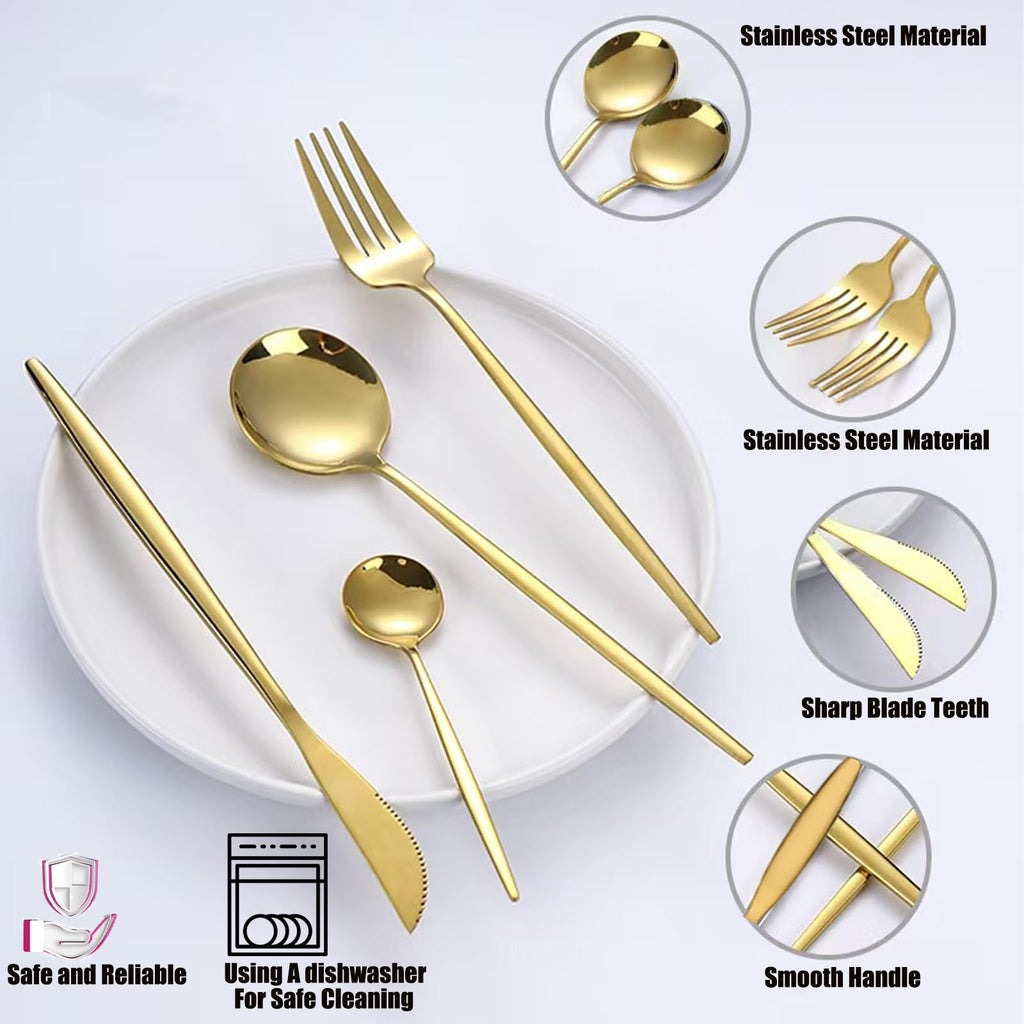 600-Piece Food Grade Gold Silverware Set, Luxury Flatware Set for 120 - Premium Stainless Steel Cutlery Set with