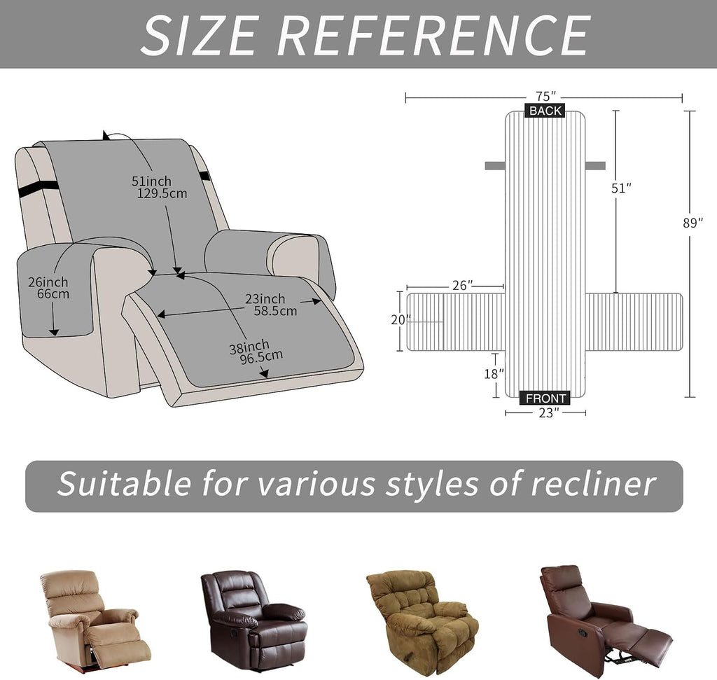 Faux Fur Recliner Chair Covers Non-Slip Waterproof Recliner Covers That Stay in Place Warm Thick Lazy Boy Recliner