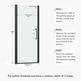 Frameless Pivot Shower Door 32.8-34" W X 72" H, 1/4" (6mm) Clear SGCC Tempered Glass, Hinged Pivot Swing Shower Door
