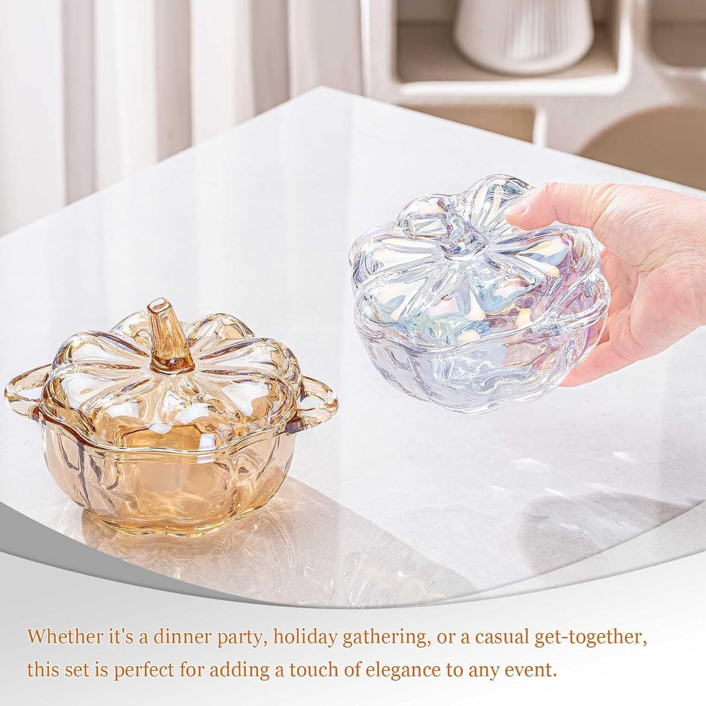 Crystal Glass Candy Jar with Lid,Glass Apothecary Jar Wedding Candy Buffet Jar Food Snack Bowl,Decorative Bowl Decor - Set of 100