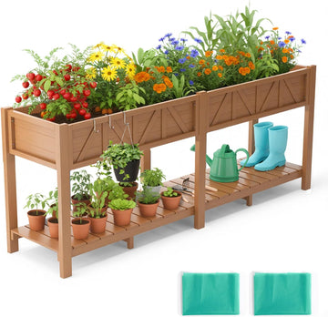 All-Weather Elevated Raised Garden Bed with Legs,72"L x 17"W x 28.7"H | Large Outdoor Planter Box with Storage