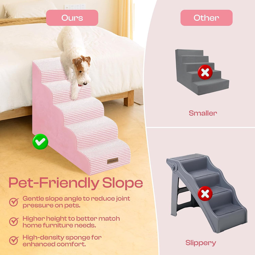 Dog Stairs for High Beds, 24.5" Foam Pet Ramp Step for Small Dogs