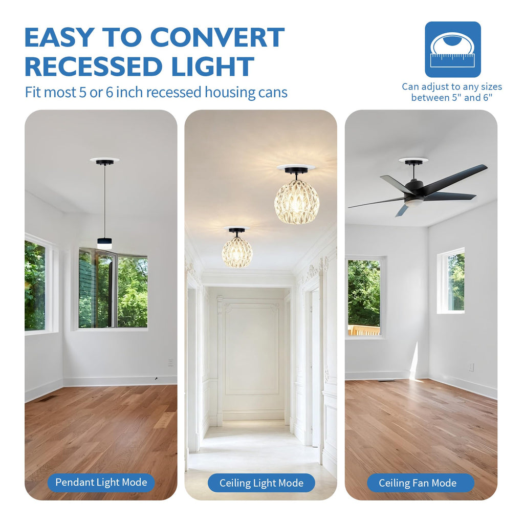 5/6" Recessed Can Light Conversion Kit, Can to Pendant Adapter