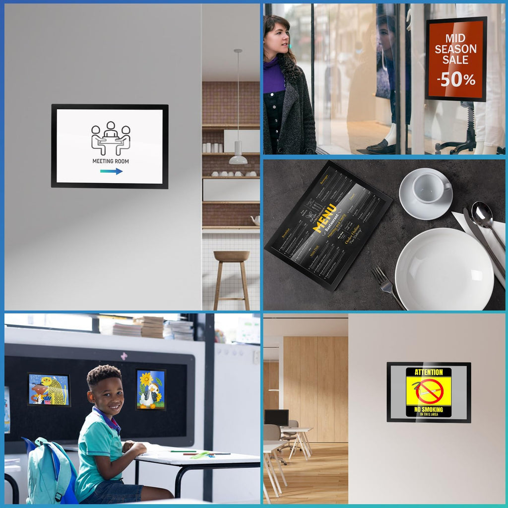 50 Pack Magnetic Sign Holder 8.5 x 11, Magnetic Paper Holder