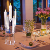 4 Pcs Acrylic Candelabra Centerpieces Candle Holder Crystal 5 Arm Candlesticks Holder with Acrylic Shade Pillar Taper