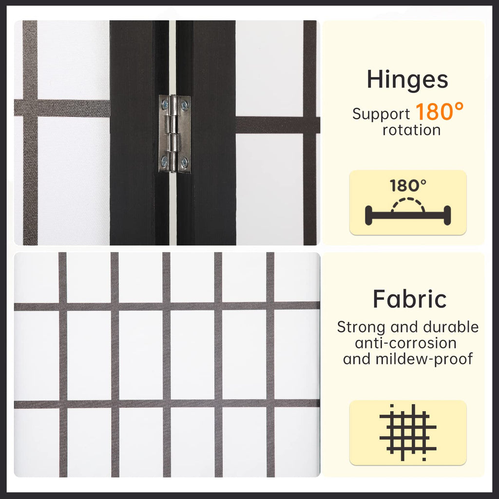 Room Divider 4 Panel Oriental Shoji Screen 6Ft Folding Privacy Divider Wall Divider Portable Freestanding Partition