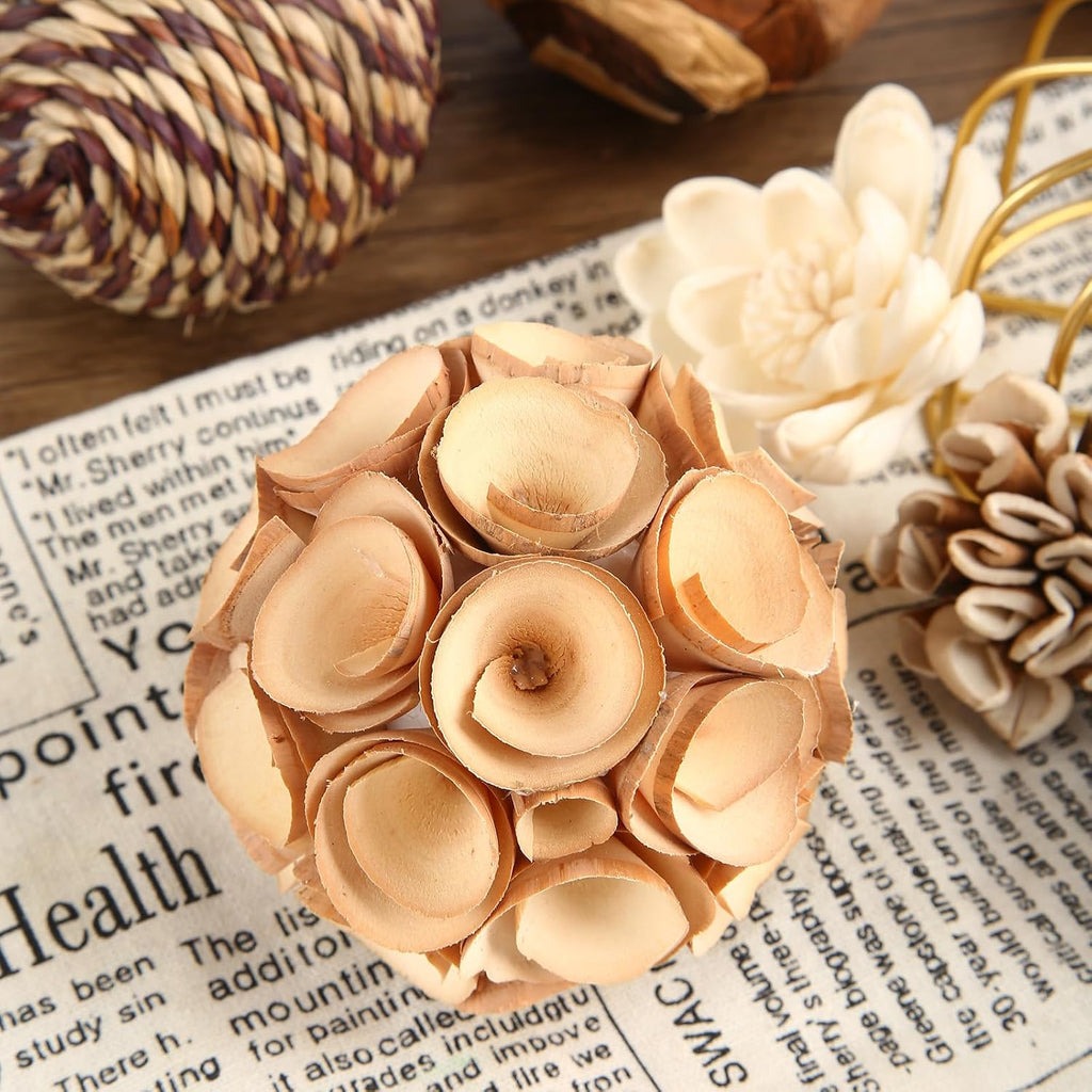 Decorative Bowl & Vase Filler Balls Decor PCS Natural Tone Rattan Wicker Balls Centerpieces Decoration - Set of 6