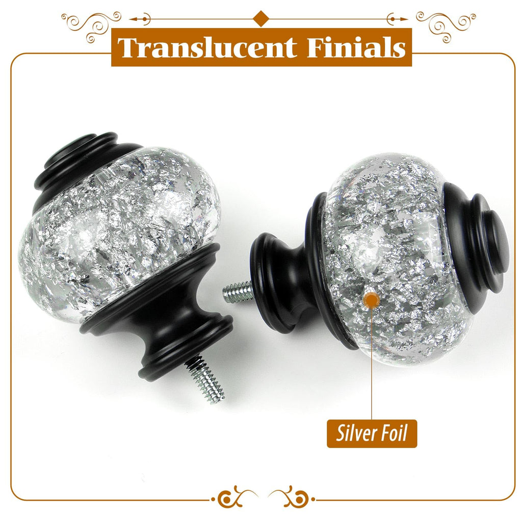 Replacement Finials for Curtain Rods (1 or 7/8 Inch), Black