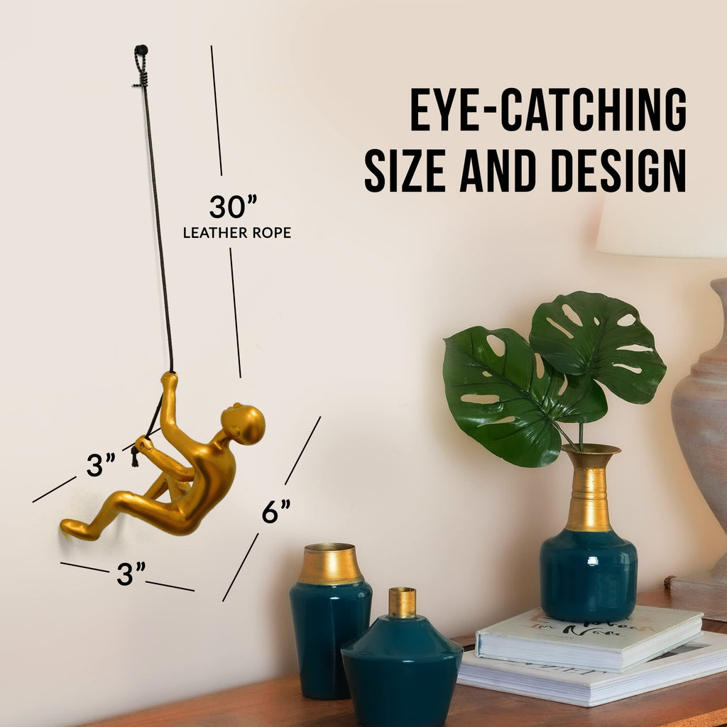 Decor with 30" Leather Rope | Polyresin Statues and Sculptures with Hanging Hardware Included for Modern Wall Decor