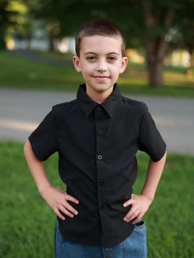 Boys Dress Shirt Short Sleeve Button Down Shirts