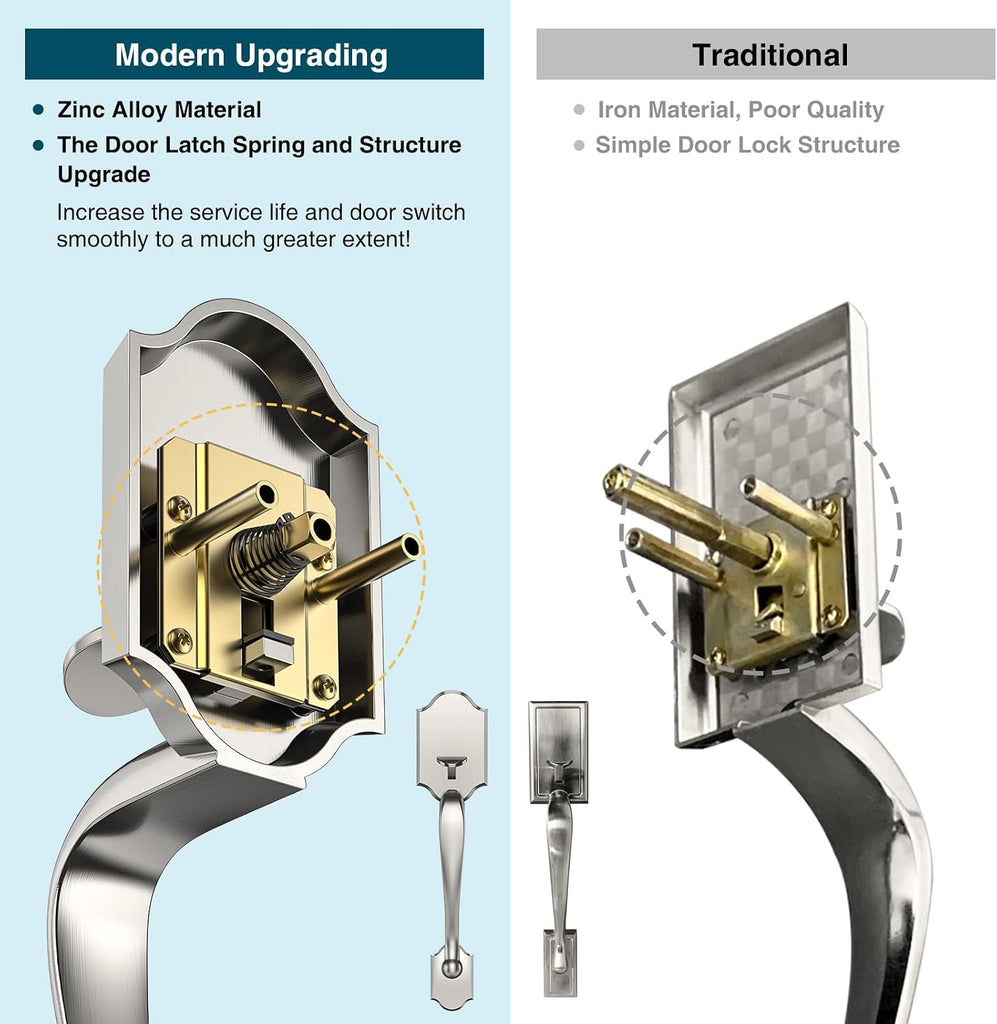 Satin Nickel Front Door Lock Set with Glass Door Knob Classic