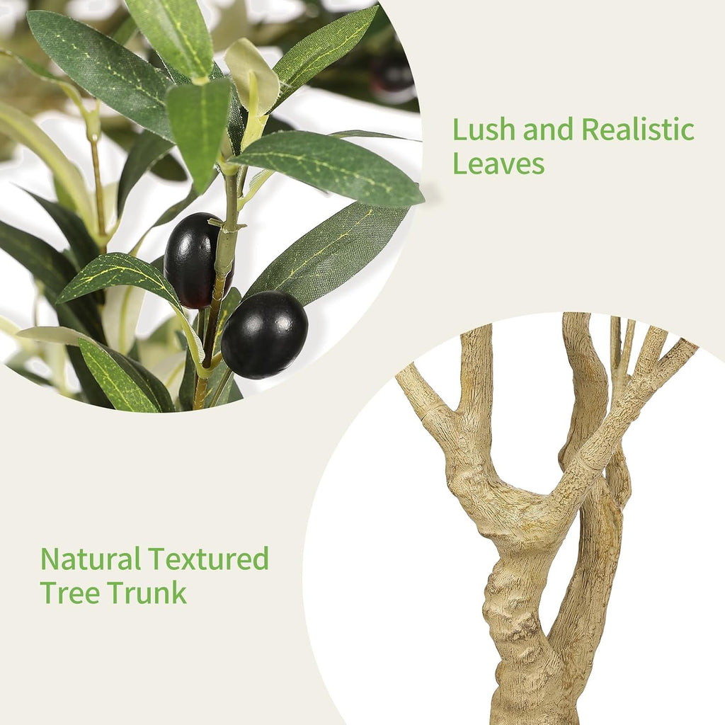 Large Faux Olive Tree 7ft with Thick Trunk & Realistic Leaves