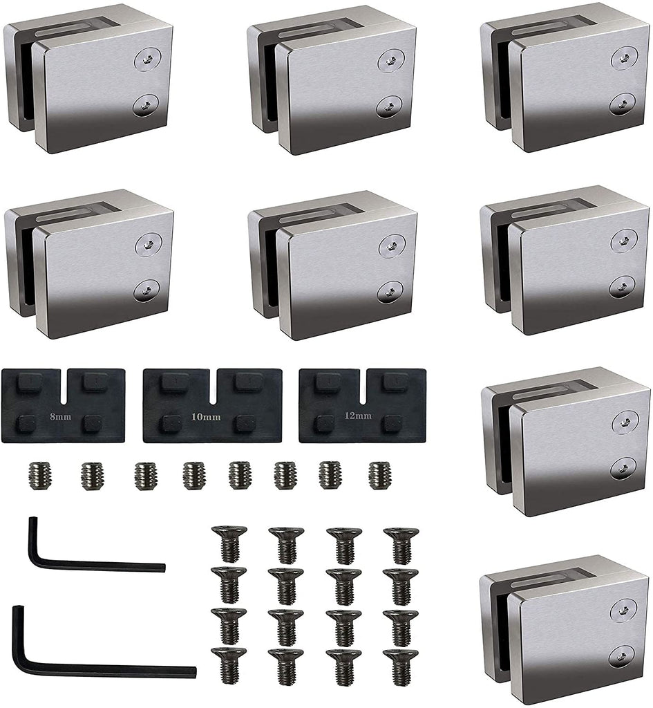 Glass Clamps 8PCS 1.8" Heavy Duty Square Glass Bracket Clamp StainlessSteel
