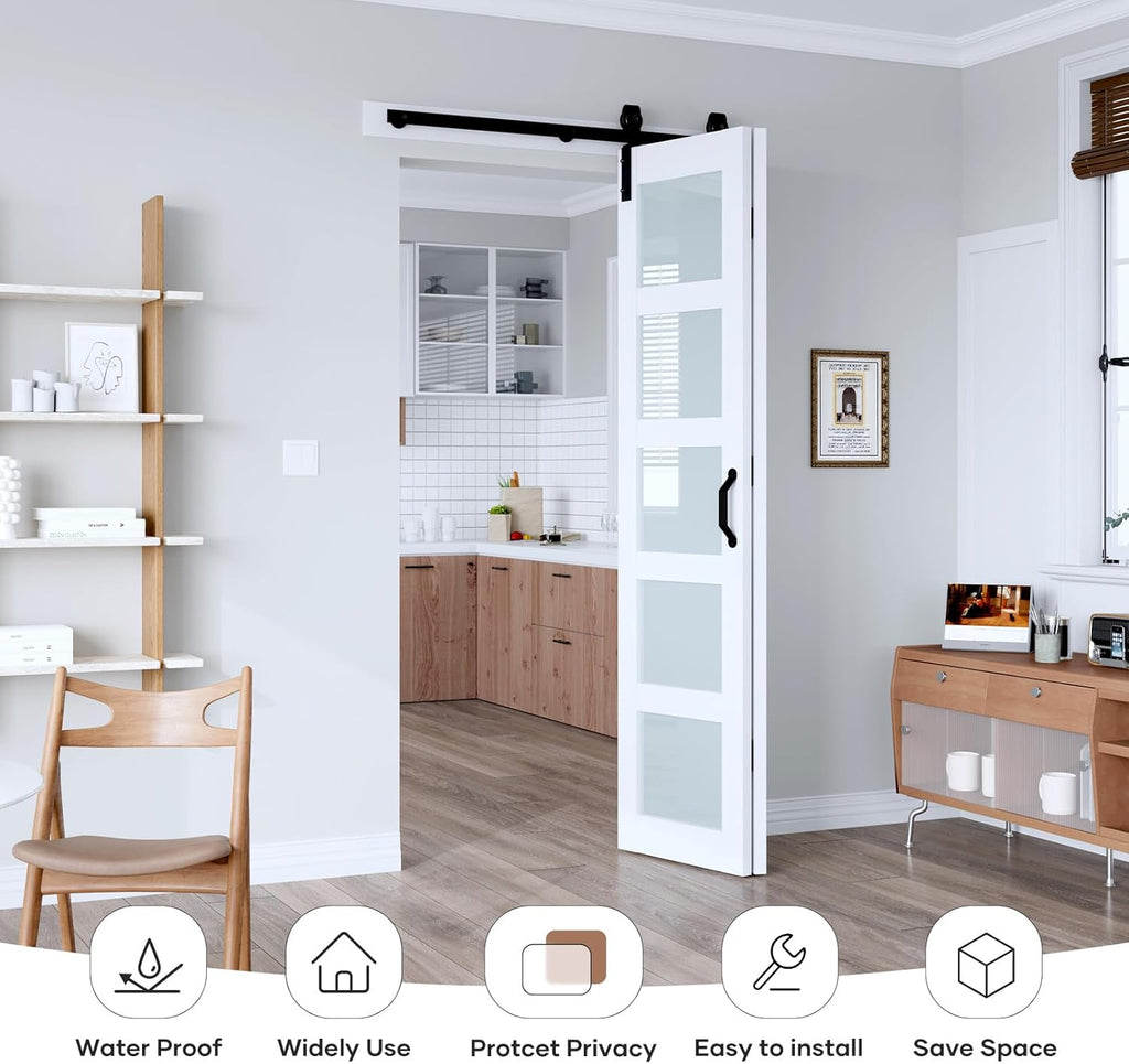42"x 84" (Double 21" x 84") Bifold Barn Door, Bifold Sliding Barn Door with Hardware Kit, Solid MDF 