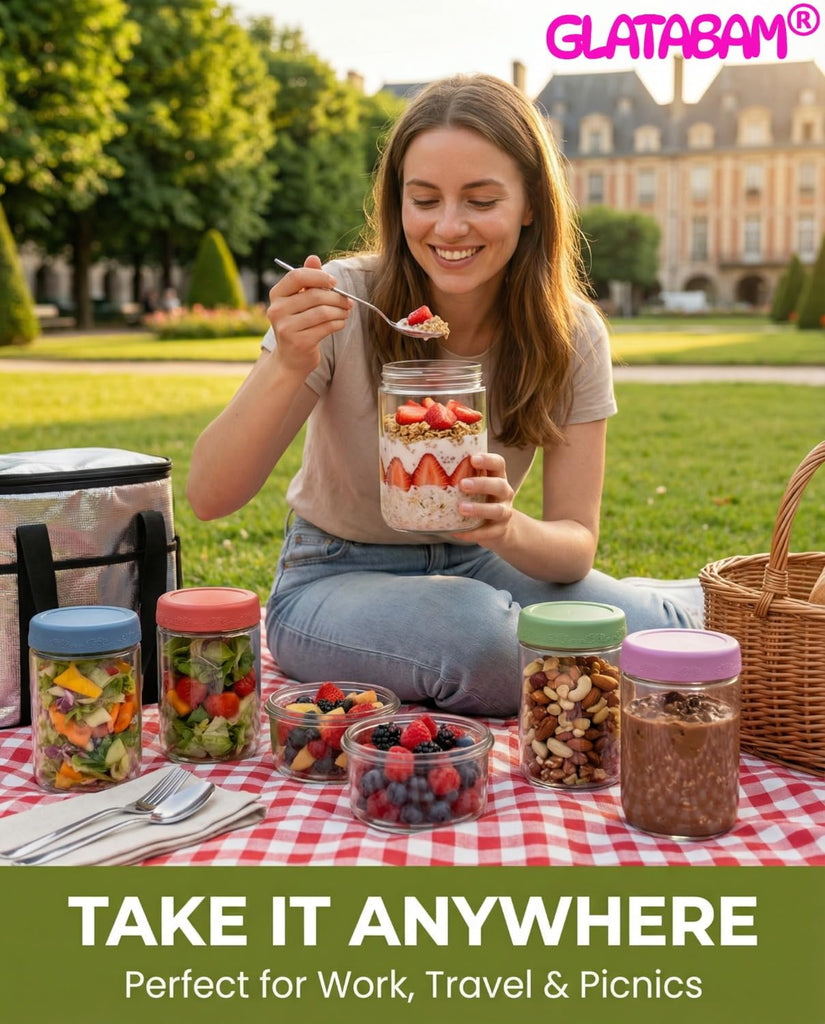 18 OZ 8Pack, Overnight Oats Jars with Lids, Glass Meal Prep Containers, Airtight Mason Jars for Breakfast, Yogurt