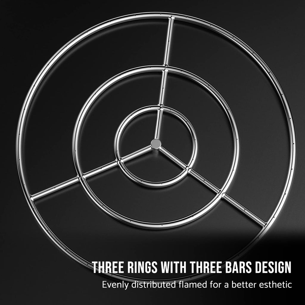 30-Inch Round Fire Pit Burner Ring, 304 Stainless Steel