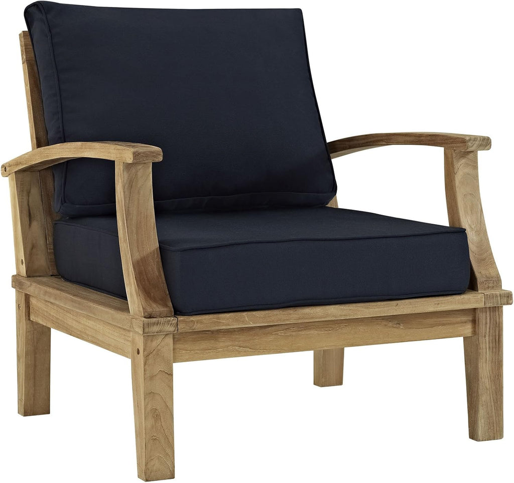 Marina Premium Grade A Teak Wood 5-Piece Outdoor Patio Furniture Set in Natural Navy