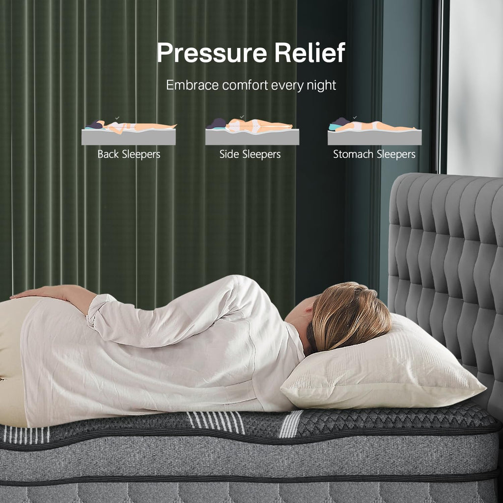 California King Mattress, 12 Inch Luxury Hybrid Cal King Mattress in a Box | Hotel-Level Design, Cooling Gel Memory