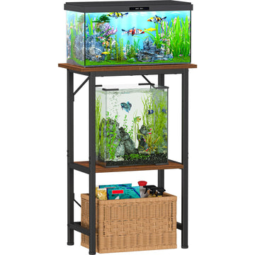 10 Gallon Fish Tank Stand, Aquarium Stand 2-Tier Storage Shelves, Heavy Duty Terrarium Stand Fish Tank Shelf, 20.47"