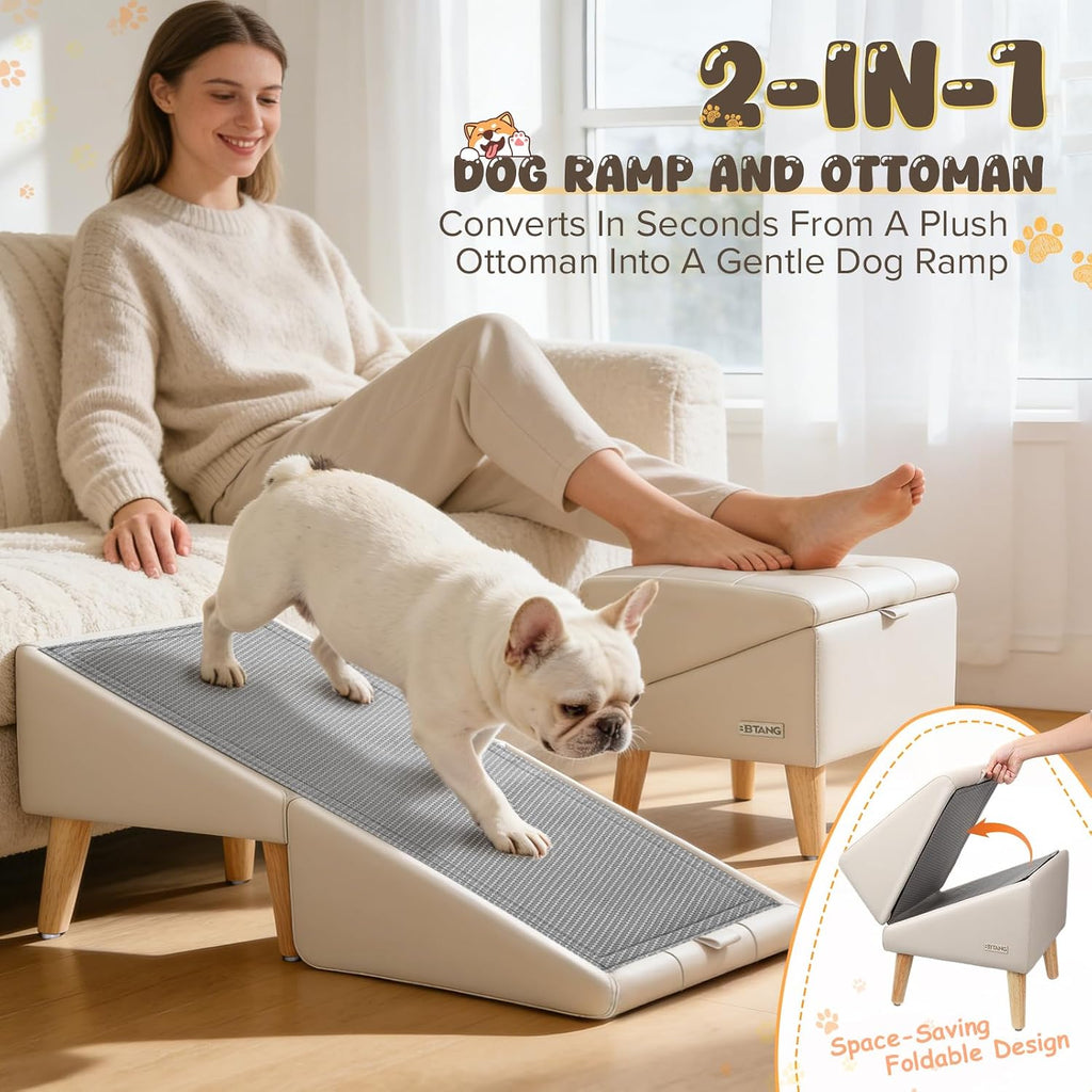 Dog Stairs for Small Dogs 16" H - Upgraded Non-Slip Dog Ramp for Couch