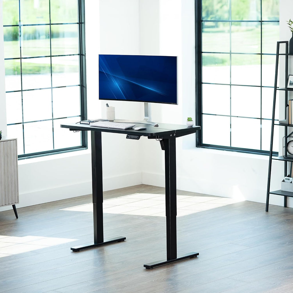 Black 43 x 24 in Standing Desk, DESK-1B4B | Electric, Holds 220 lbs, Sit Stand, Height Adjustable, Home Office
