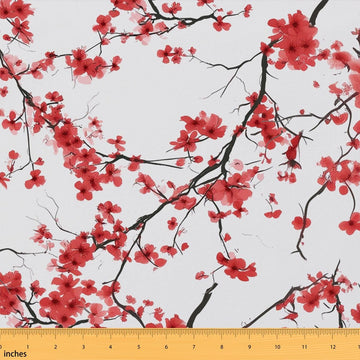 Cherry Blossom Fabric By The Yard, Japanese Style Upholstery Fabric