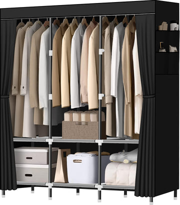 Wardrobe Closet, Steel Pipe Diameter 19mm, Portable Closet