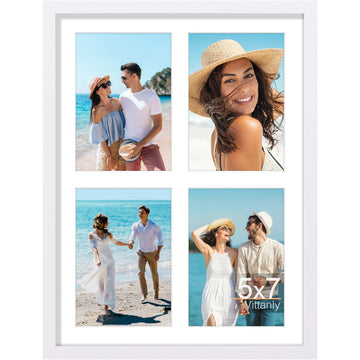 12x16 Collage Picture Frame, Displays 4Pcs 5x7 Pictures, White