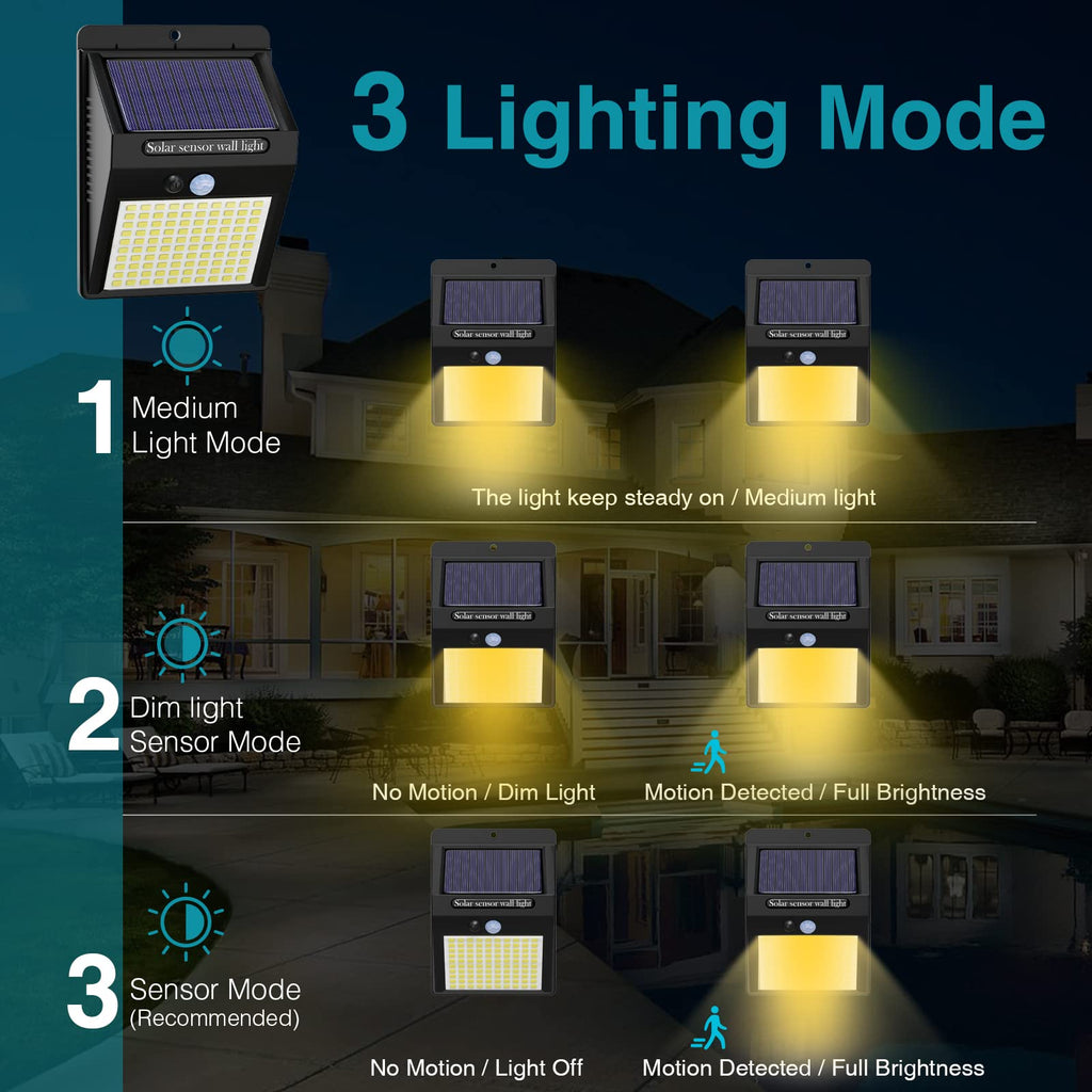 6 Pack Solar Motion Lights Outdoor, 3 Modes/ Security Wireless IP65 Waterproof Wall Outdoor for Front Door