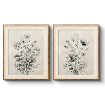 Framed Monochrome Wildflower Botanical Wall Art Set, 10×12 Inch
