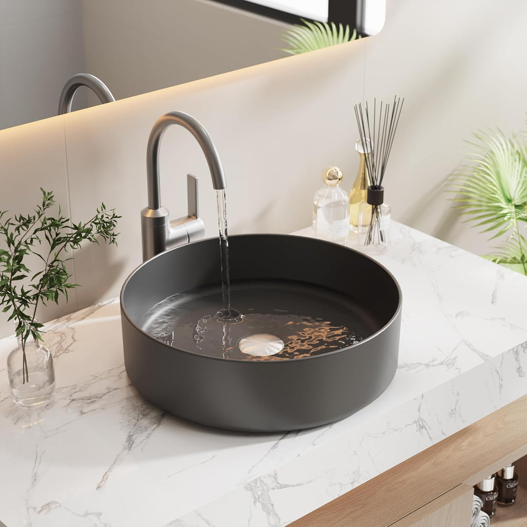 Vessel Sink 15.7" x 15.7" Round Bathroom Sinks Above Counter, Countertop Bathroom Vessel Sinks