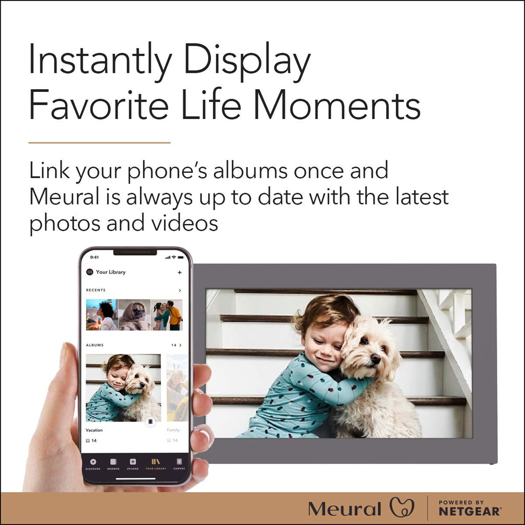 Meural Digital Photo Frame with WiFi 13.5"x7.5" Send NFTs, Pictures, and Videos with Meural App, Smart Frame Includes