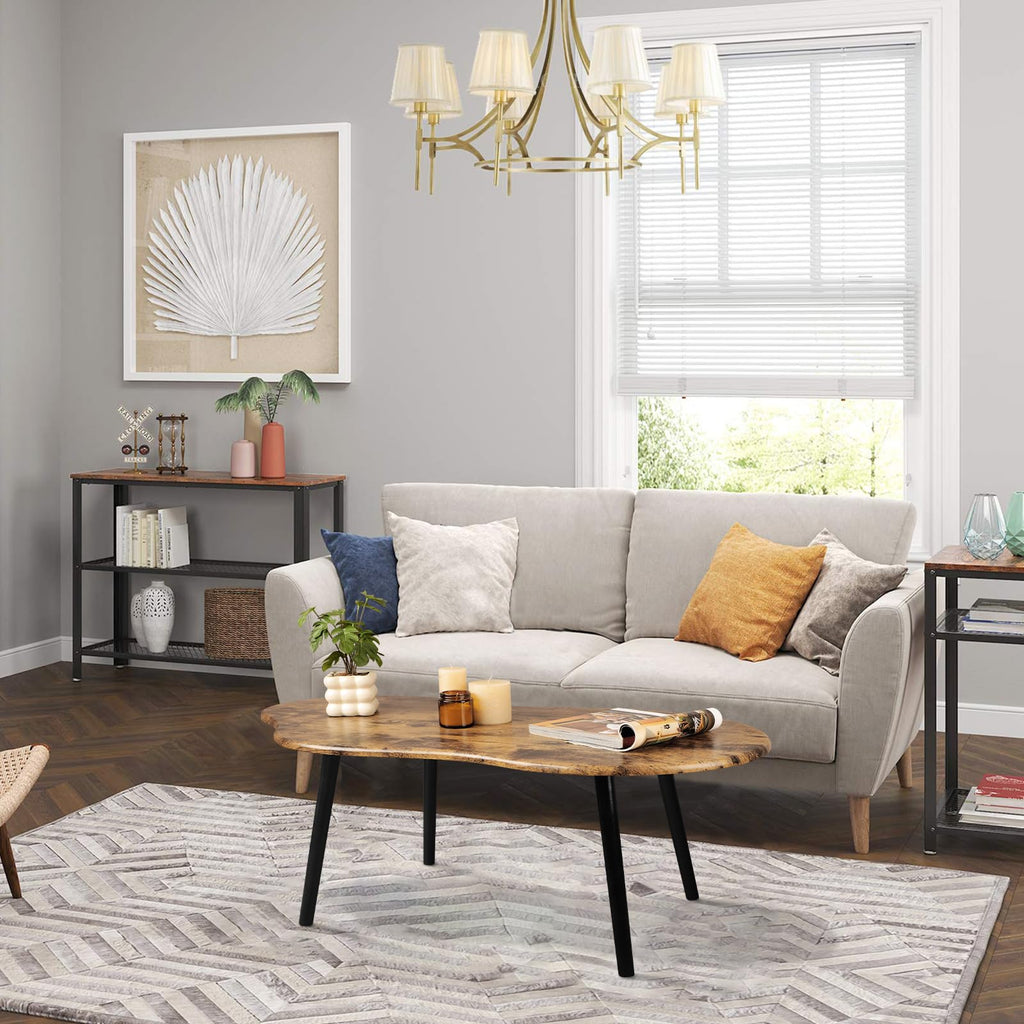Small Cloud Coffee Table Wooden Living Room Center Table Glossy Brown