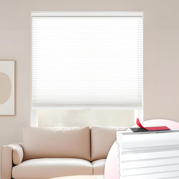 EZ Stick No Drill No Tools Cordless 1" Light Filtering Cellular Shade, White