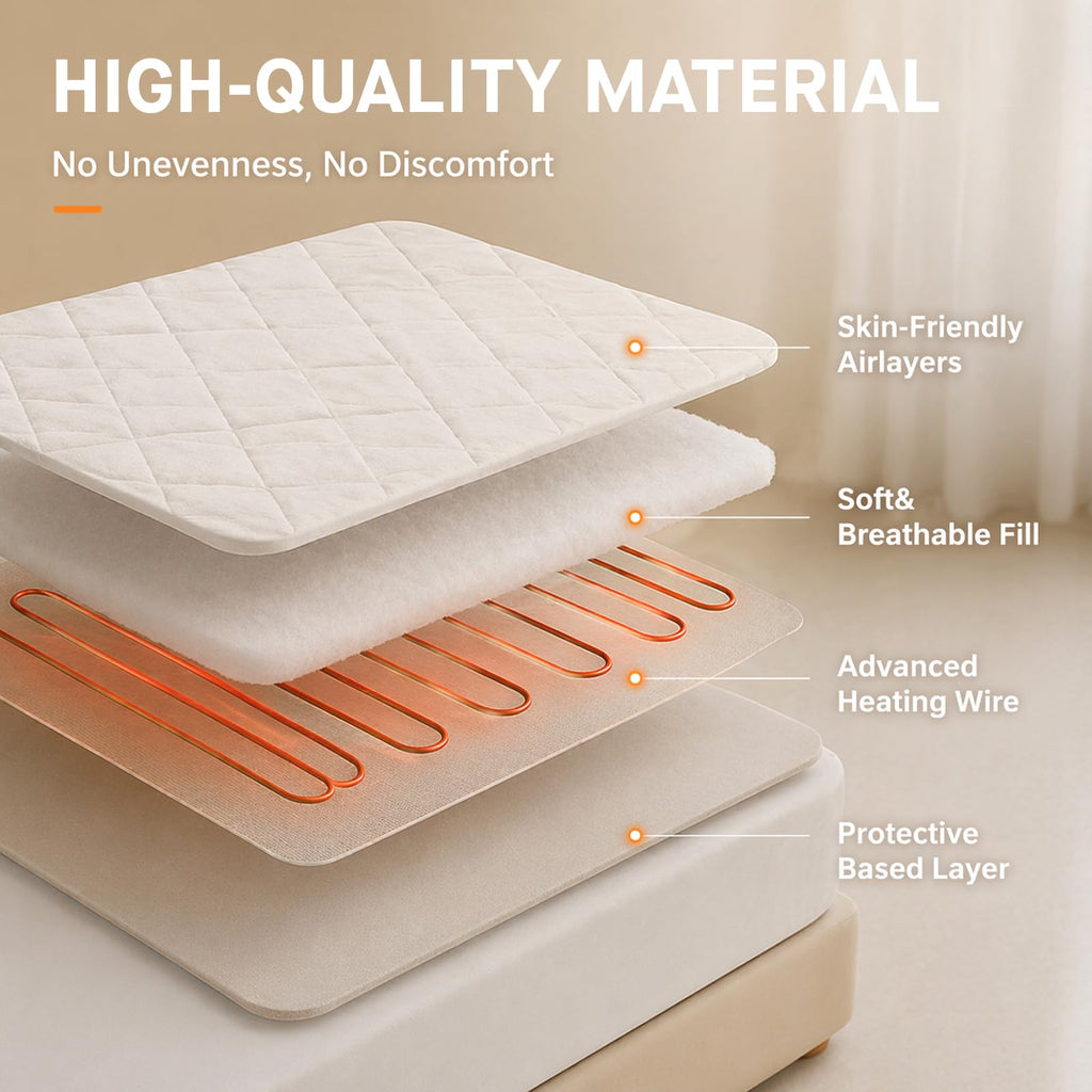 Heated Mattress Pad King Electric Bed Warmer with 9 Heat Settings