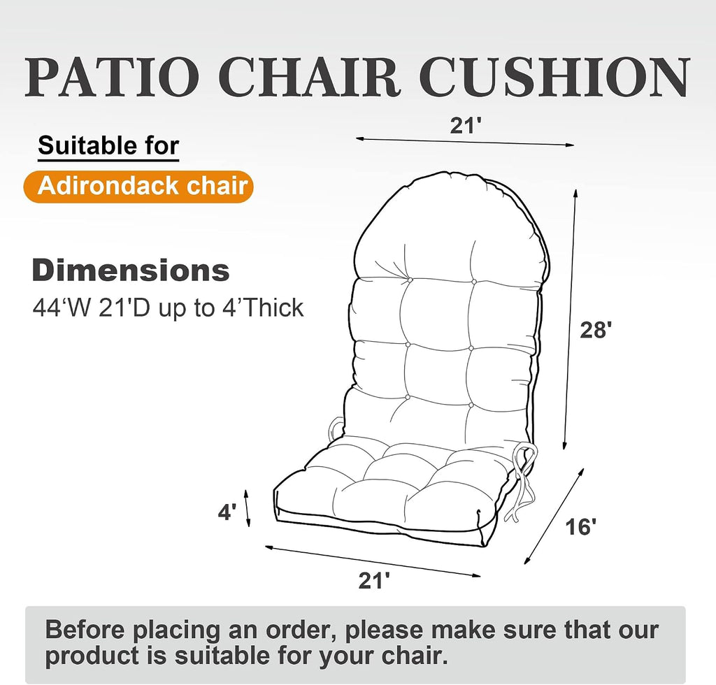 Outdoor Adirondack Chair Cushion with Pattern 44x21x4 inch, 1 Pack | Waterproof Rocking Chairs Cushion