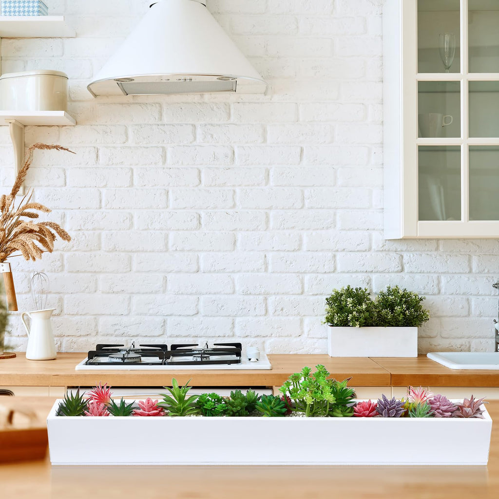 32 x 3.5 x 3.5 Inch 1 Pcs Long Rectangular Planter Box, White