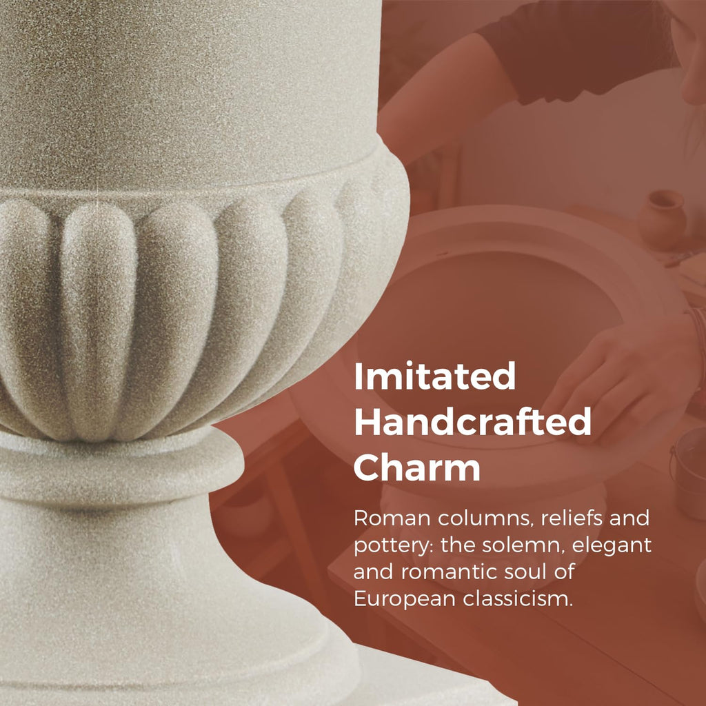 24.4" H Large Roman Urn Planter, Lightweight Plastic Flower Pot